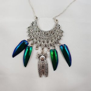 Ketting met echte kever vleugels en Cicada hanger