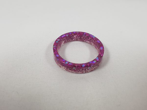 Transparante roze glitter ring