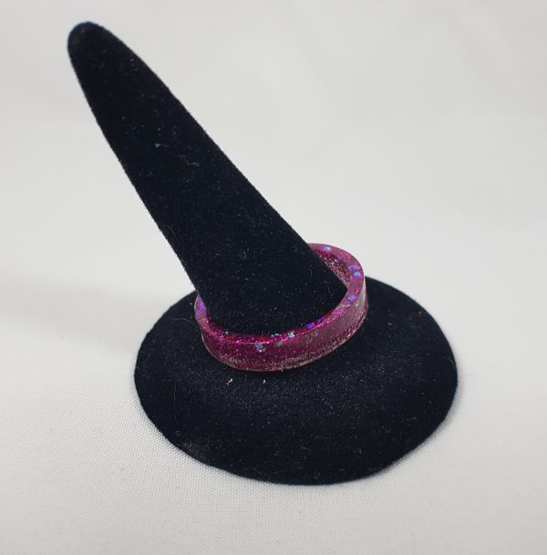 Transparante roze glitter ring - Afbeelding 5