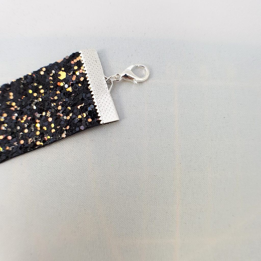 Zwarte holografische glitter armband - Afbeelding 4