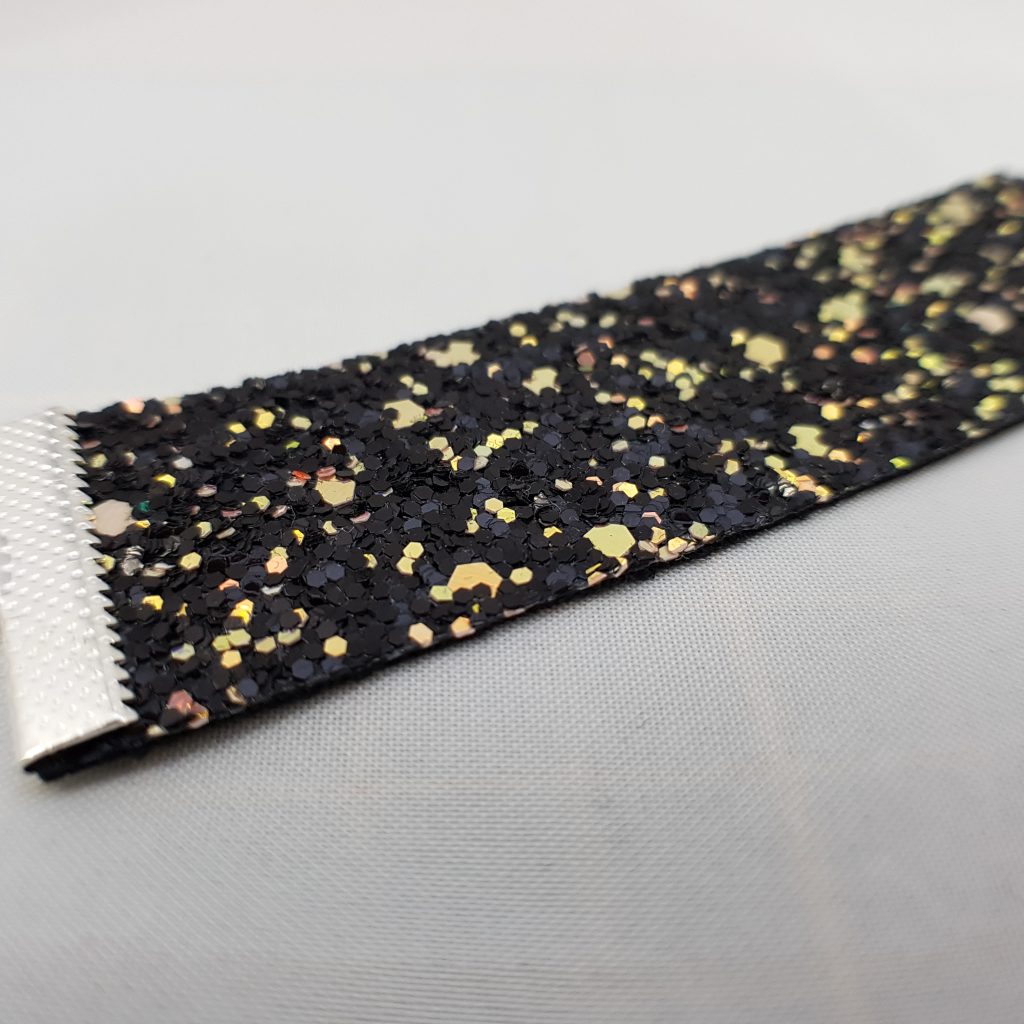Zwarte holografische glitter armband - Afbeelding 5