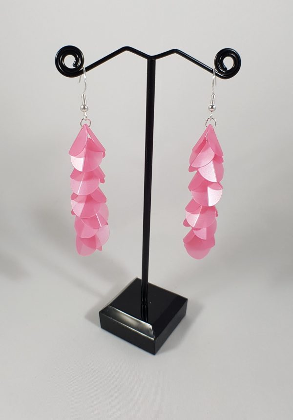 Roze pailletten hang oorbellen