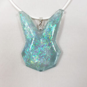 Holografische glitter konijn ketting