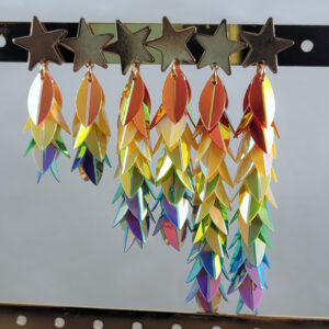 Holografische regenboog ster hang oorbellen