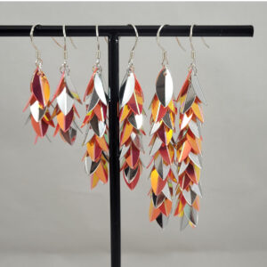 Holografische rood zilver pailletten hang oorbellen