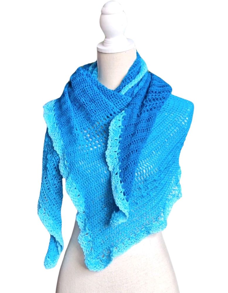 Omslagsjaal bibi in aqua blauw tinten - ZETTElen Handwerk Atelier