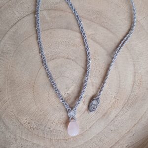 Carin's Macramé choker rozenkwarts