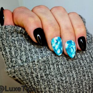 Blauw marble nagel set