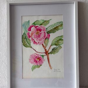 Acrylverf schilderij van een bloem, zachte kleur