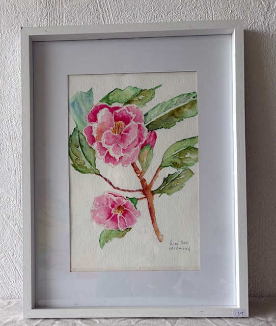 Acrylverf schilderij van een bloem, zachte kleur